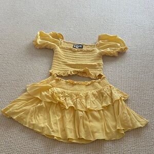 Katie J NYC Smocked Yellow Top